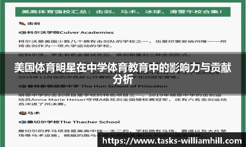 美国体育明星在中学体育教育中的影响力与贡献分析